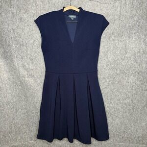 ModCloth Blue V-Neck Pleated A-Line‎ Dress- Sz M